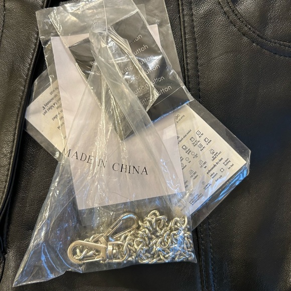 BRADLEY BRADLEY BAYOU BLACK LEATHER WOMAN PANTS WITH SILVER TONE CHAINS 20W - Picture 12 of 13